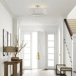 Parrot Uncle 14.76" Modern Chrome Crystal Semi Ceiling Lamp Light - Silver. Fixed Price $73.12.