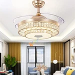 42" Smart Bluetooth Crystal Ceiling Fans Lights Retractable Chandeliers W/remote. Fixed Price $180.18.