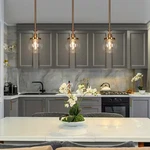 Lnc Orbline Modern Brass Mini Pendant Light With Clear Globe Glass Shade. Fixed Price $49.95.