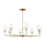 Brushed Natural Brass Eight Light Chandelier From The Pallas Collection. Fixed Price $869.99.