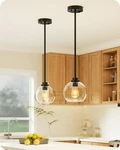 Modern Pendant Lights Kitchen Island,hanging Fixture W/ Clear Glass Globe. Fixed Price $69.99.