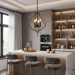 4-LIGHT Chandelier, Modern Metal Cage Pendant Lighting For Living Room Kitchen. Fixed Price $105.99.