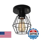 Baiwaiz Black Metal Wire Cage Ceiling With Pull Chain, 1-LIGHT Modern Indu. Fixed Price $107.48.