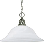 Elegant 16" Brushed Nickel Pendant Light With Alabaster Glass Shade. Fixed Price $145.99.