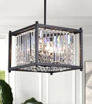 Modern Black Crystal Chandelier 4-LIGHT Pendant For Dining Room & Kitchen. Fixed Price $199.99.