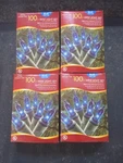 New Four 100 Ct Blue Mini Light Sets With Green Wire Indoor/outdoor 26FT String. Fixed Price $25.00.