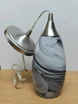 Intertek Litex Pendant Light Art Glass Hanging Celing Black Gray Swirl. Fixed Price $19.99.