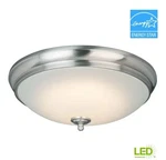 New Hampton Bay Clifton 13 In. Brushed Nickel Selectable Led Flush Mount. Fixed Price $32.00.