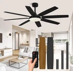 72'' Walnut Black Ceiling Fan With Light & Remote 6 Speeds 3CCT Reversible Motor. Fixed Price $109.98.