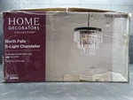 Home Decorators North Falls 5-LIGHT Black Tiered Pendant W Crystal Shade. Fixed Price $100.99.