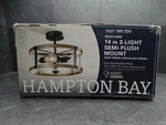 Hampton Bay Richland 2-LIGHT Grey Wood Semi Flush Mount Clear Seedy Glass. Fixed Price $25.99.