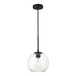 Living District Baxter 1-LIGHT Metal & Glass Pendant Black/clear. Fixed Price $84.00.