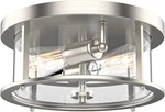 12" 2-LIGHT Flush Mount Ceiling Light, Farmhouse Style, Brushed Nickel. Fixed Price $109.99.