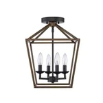 Home Decorators Weyburn 16.5 In. 4-LIGHT Black & Faux Wood Farmhouse Semi-flush. Fixed Price $50.28.