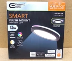 Commercial Electric 12" Hubspace Smart Cct Rgb Selectable Led Flush Mount Black. Fixed Price $29.88.