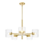 Designers Fountain Aries 28" 5LT Chandelier, Gold/clear Ribbed D284C-5CH-BG. Fixed Price $223.20.