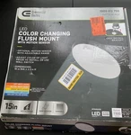 Commercial Electric 15" Led Flush Mount Light Color Changing With Motion Sensor. Fixed Price $34.99.