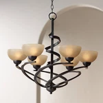 Dark Mocha Chandelier 27 1/2" Wide Rustic Swirling Ribbon Amber 6-LIGHT Fixture. Fixed Price $699.99.