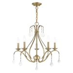 Livex Caterina Light Chandelier, Antique Brass With Clear Crystals 40845-01. Fixed Price $357.96.