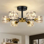 Black Modern Chandelier, 6-LIGHT Crystal Semi Flush Mount Ceiling Fixtu.... Fixed Price $145.69.