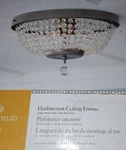 Portfolio 14" Flushmount Ceiling Light Fixture Clear Glass Antique Pewter Finish. Fixed Price $59.99.