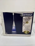 Hampton Bay Adjustable Saddle Track Pendant Light Brush Steel Finish Blue Glass. Fixed Price $54.25.