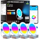 Charkee 6 Inch Smart Recessed Lights, Rgbcw Color Changing Dimmable Downlight.... Fixed Price $124.74.