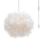 Surpars House Plug In Pendant Light White Feather Chandelier With 14.8' Cord. Fixed Price $97.55.