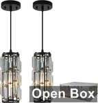 Xlhytf 2 Set, Black Mini Crystal Pendant Lights. Fixed Price $80.03.