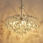 20"SILVER Elegant K9 Crystal Chandelier Modern Raindrop Hanging Ceiling Fixtures. Fixed Price $136.49.