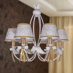 Classic Wrought Iron Chandelier 6 Lights With Damask Lampshade Mod. Bow Era. Fixed Price $419.21.