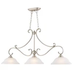 Vaxcel Monrovia 3 Light Linear Chandelier, Brushed Nickel/frosted Glass - H0299. Fixed Price $324.99.