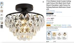 Yyjlx Modern Small Crystal Ceiling Light Fixture Mini Black Semi Flush Mount. Fixed Price $25.50.