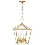 Gold Lantern Chandelier 4-LIGHT Pendant 12" Cage Hand-plasted Foil. Fixed Price $69.99.
