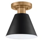 Hampton Bay Finley 8 In. 1-LIGHT Black And Brass Kitchen Ceiling Fixture. Fixed Price $28.99.