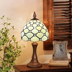 Capulina Tiffany Table Lamp 8 Inches Antique Beige Beads Style Stained Glass .... Fixed Price $135.24.