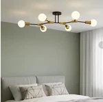 Yansun 35 In. 6-LIGHT Black/gold Modern Sputnik Semi-flush Mount Bedroom Chandel. Fixed Price $55.00.