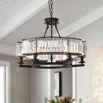 Siljoy 26 In. 6-LIGHT Black Drum Pendant Lighting Semi Flush Mount. Fixed Price $199.95.