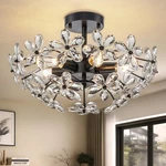 Black Crystal Flower Ceiling Light, 6-LIGHT Semi Flush Mount Fi.... Fixed Price $195.38.