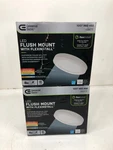 Lot Of 2 Commercial Electric Flexinstall Led Flush Mount Light 8 In. 5CCT White. Fixed Price $38.95.