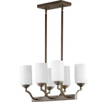 Quorum 6596-6-186 Atwood 20" 6-LIGHT Satin Opal Island Pendant Oiled Bronze. Fixed Price $444.00.