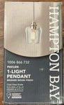 Hampton Bay Pavlen 1-LIGHT Brushed Nickel Contemporary Hanging Mini Pendant. Fixed Price $24.95.