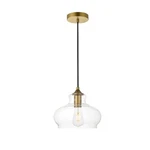 Living District Destry 1 Light Pendant, Brass/clear, 9.4" - LD2246BR. Fixed Price $80.00.