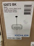 Kichler 52072BK Birkleigh 4LIGHT Black Pendant With Satin Etched Glass Otb. Fixed Price $150.00.