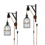 Seeblen Plug In Pendant Light Set Of 2, Farmhouse Pulley Wall Lamp With 7-FOO.... Fixed Price $109.96.