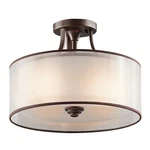 Kichler Lacey Semi Flush 3LT, Mssn Brz, Umb Metal Frost, Etch Wht - 42386MIZ. Fixed Price $384.99.