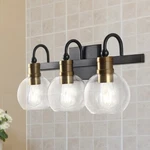 Jonathan 21.5" Rustic Vintage Iron/glass Led Vanity Light, Black/brass Gold. Fixed Price $124.99.