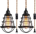 Asnxcju Industrial Plug Pendant Light, Vintage Hanging 2P(HEMP Cord). Fixed Price $58.51.