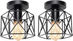 Hedume 2 Pack Semi-flush Mount Ceiling Light, Retro Black Industrial. Fixed Price $27.08.