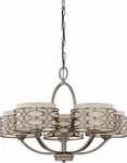 Nuvo 60-4725 Hazel Bronze Chandelier With Khaki Fabric Shades/cream Diffuser. Fixed Price $225.73.